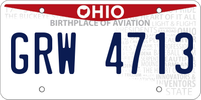 OH license plate GRW4713