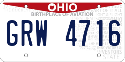 OH license plate GRW4716
