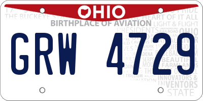 OH license plate GRW4729
