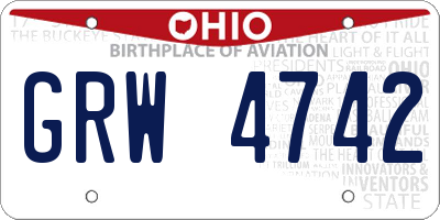 OH license plate GRW4742