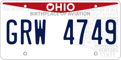 OH license plate GRW4749
