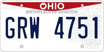 OH license plate GRW4751