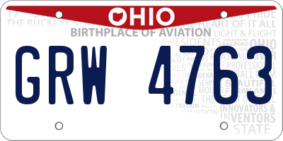 OH license plate GRW4763