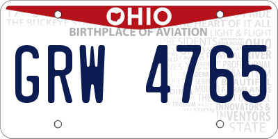 OH license plate GRW4765