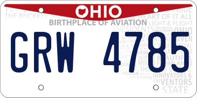 OH license plate GRW4785