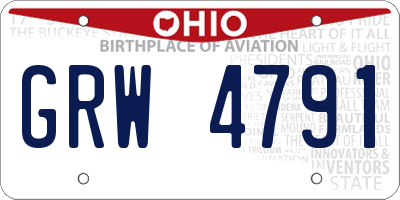 OH license plate GRW4791