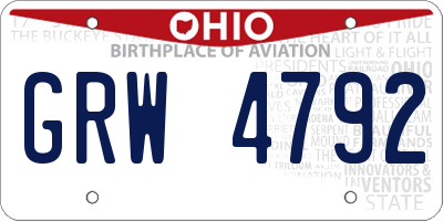 OH license plate GRW4792