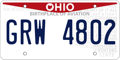 OH license plate GRW4802