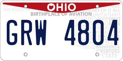 OH license plate GRW4804