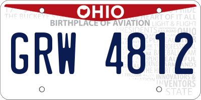 OH license plate GRW4812