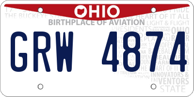 OH license plate GRW4874