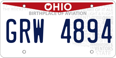 OH license plate GRW4894