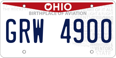 OH license plate GRW4900