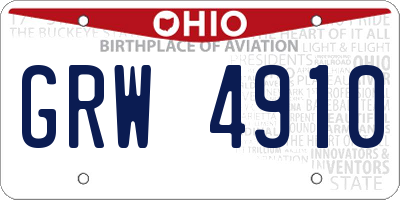 OH license plate GRW4910