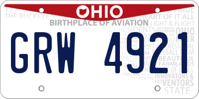 OH license plate GRW4921