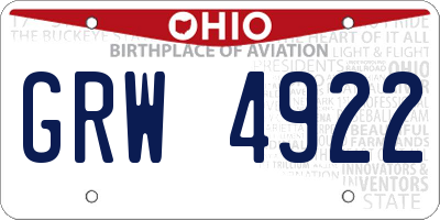 OH license plate GRW4922