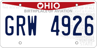 OH license plate GRW4926