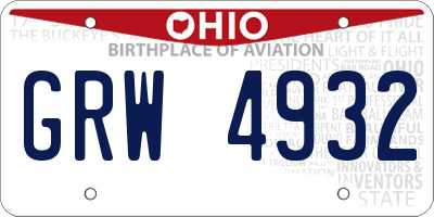 OH license plate GRW4932