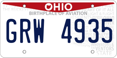 OH license plate GRW4935