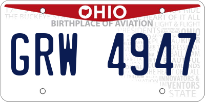 OH license plate GRW4947