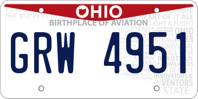 OH license plate GRW4951