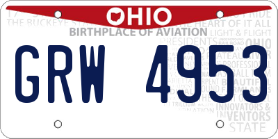 OH license plate GRW4953