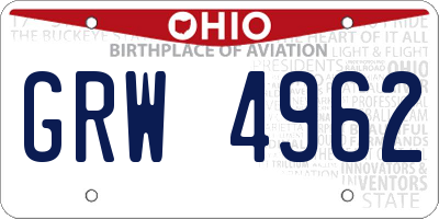 OH license plate GRW4962