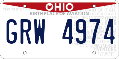 OH license plate GRW4974
