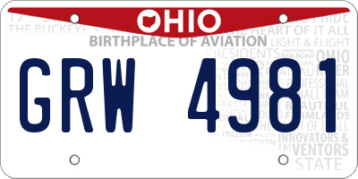 OH license plate GRW4981