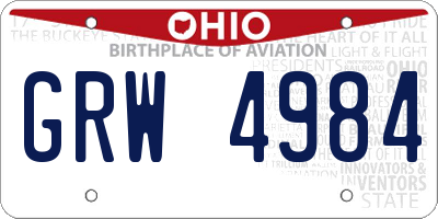 OH license plate GRW4984