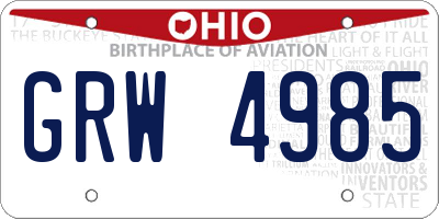 OH license plate GRW4985