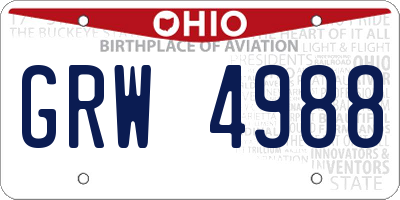 OH license plate GRW4988