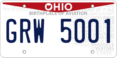 OH license plate GRW5001