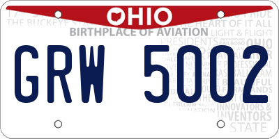 OH license plate GRW5002