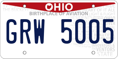 OH license plate GRW5005