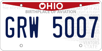 OH license plate GRW5007