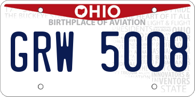 OH license plate GRW5008