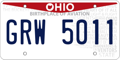OH license plate GRW5011