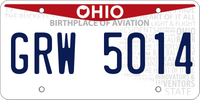 OH license plate GRW5014