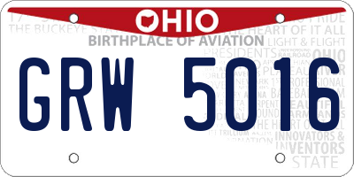OH license plate GRW5016