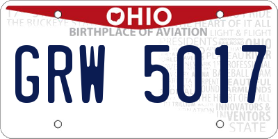 OH license plate GRW5017