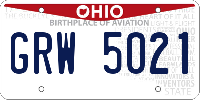 OH license plate GRW5021