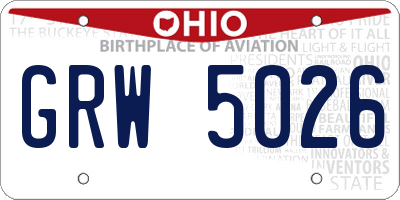 OH license plate GRW5026