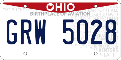 OH license plate GRW5028