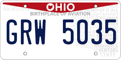 OH license plate GRW5035