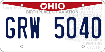 OH license plate GRW5040