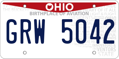 OH license plate GRW5042