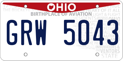 OH license plate GRW5043