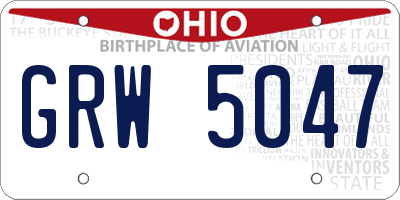 OH license plate GRW5047