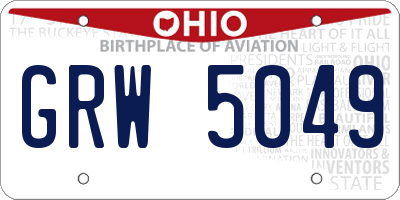 OH license plate GRW5049